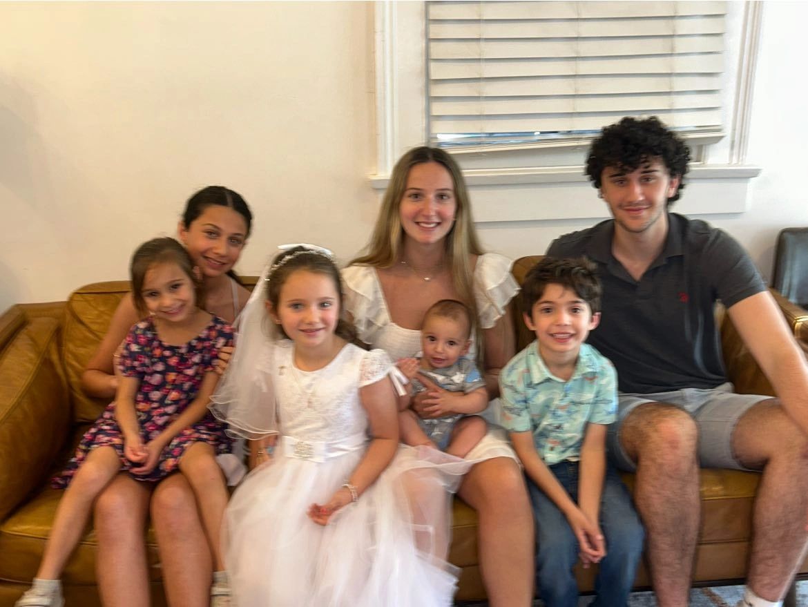 Family on couch